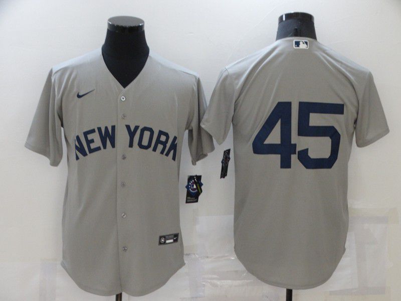 Men New York Yankees 45 No Name Grey Game 2021 Nike MLB Jersey